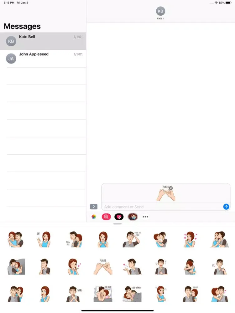Capturas de pantalla de Romantic Couple Love Stickers iPad 