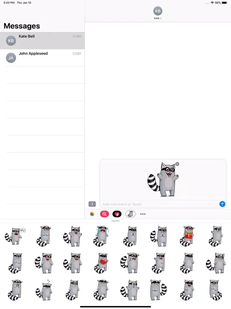 صور Racoon Stickers Pack iPad 