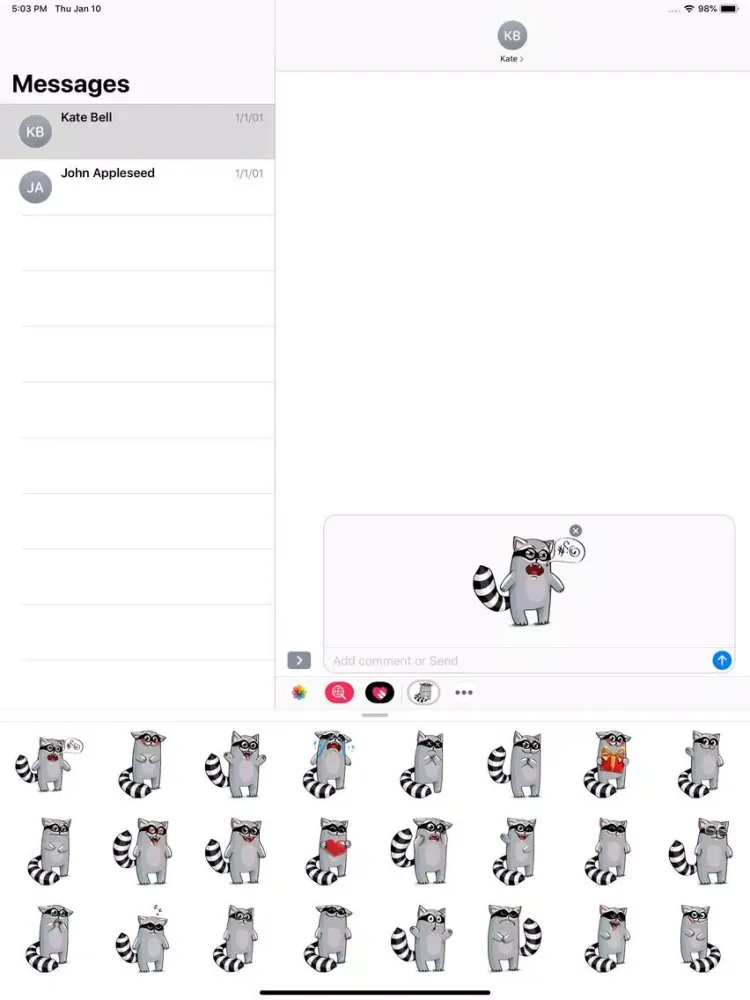 صور Racoon Stickers Pack iPad 