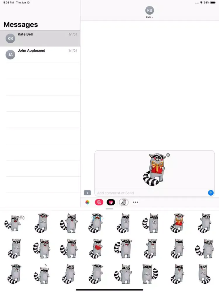 صور Racoon Stickers Pack iPad 