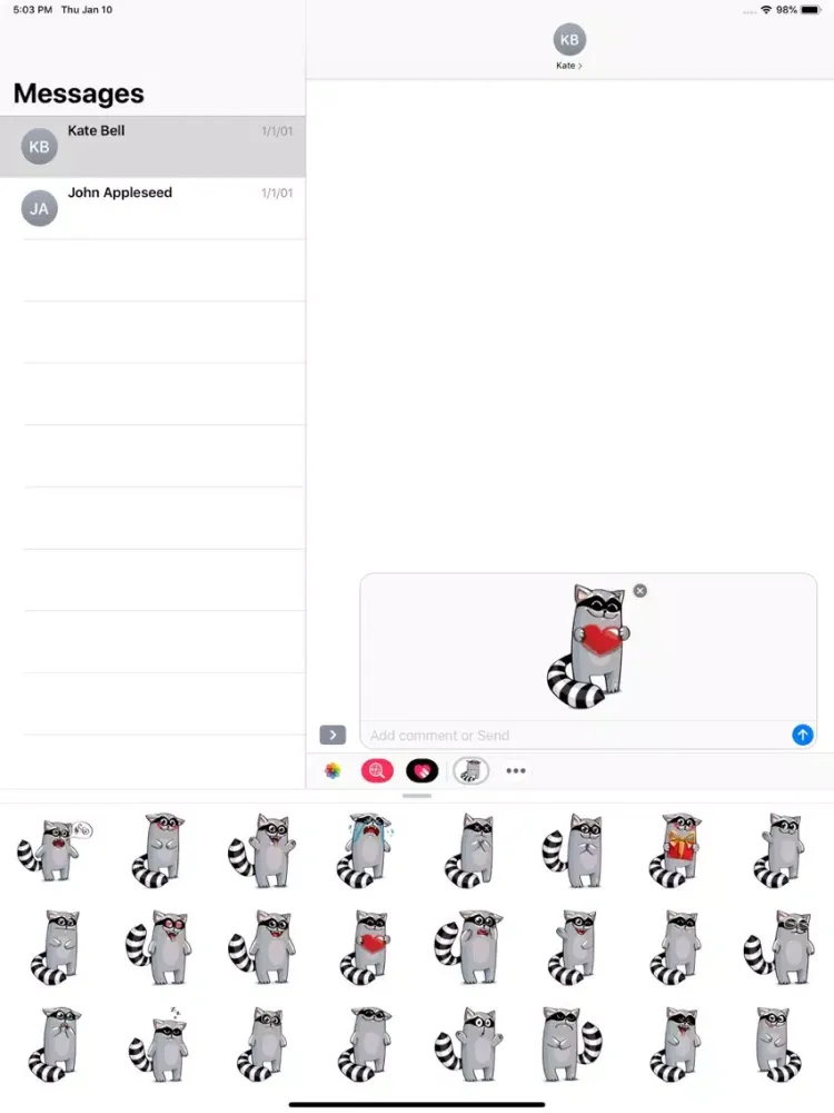 صور Racoon Stickers Pack iPad 