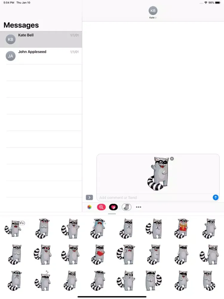 صور Racoon Stickers Pack iPad 