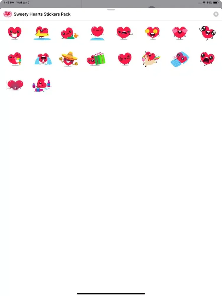صور Sweety Hearts Stickers Pack iPad 