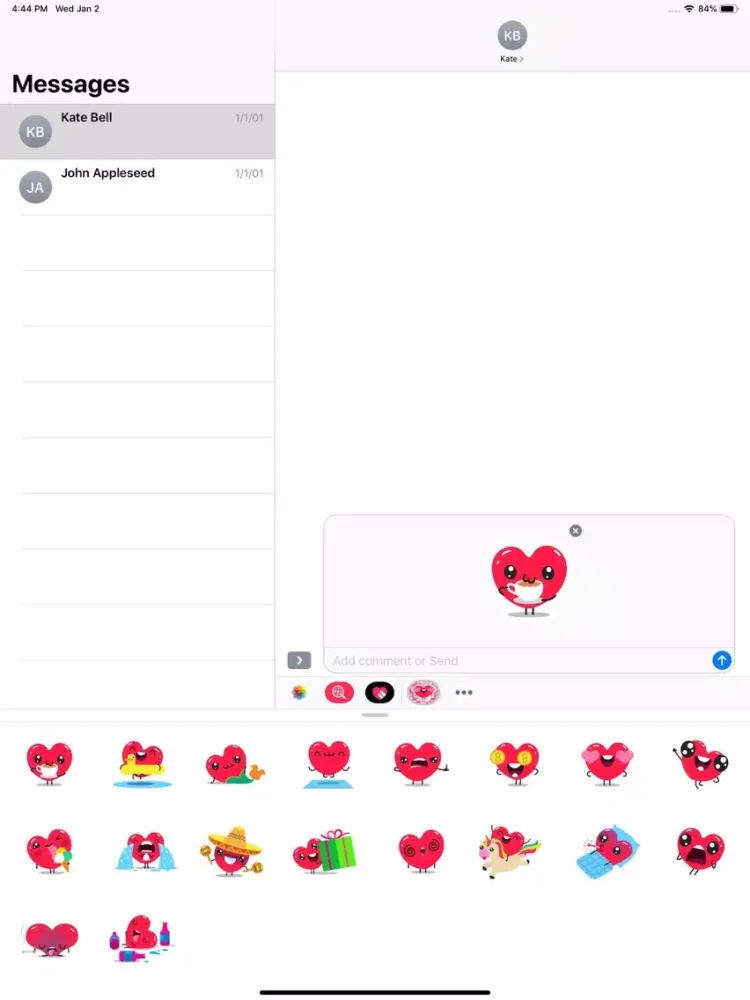 صور Sweety Hearts Stickers Pack iPad 