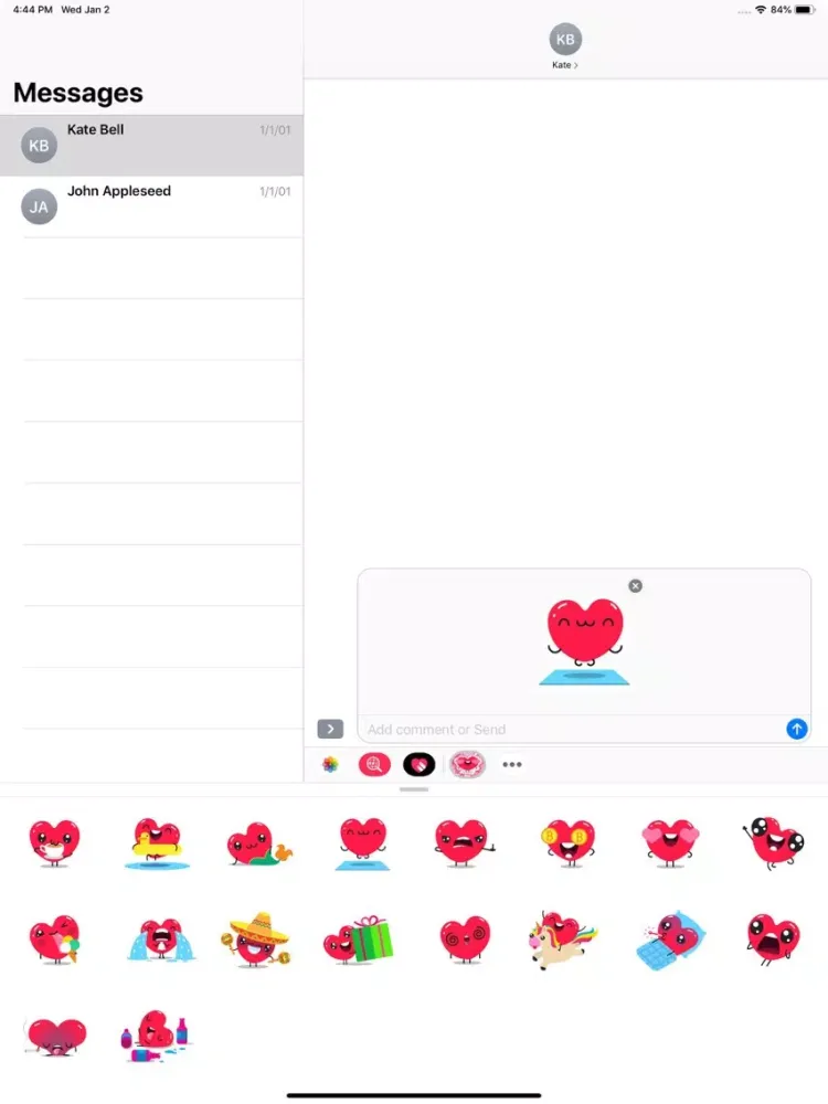 صور Sweety Hearts Stickers Pack iPad 