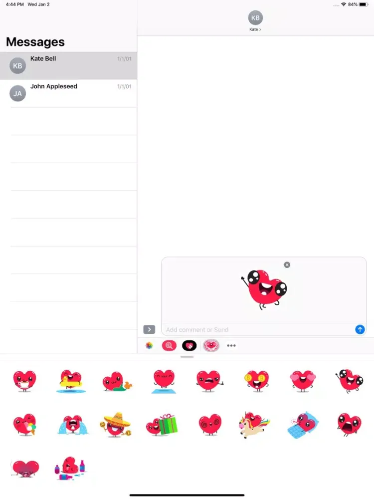 صور Sweety Hearts Stickers Pack iPad 