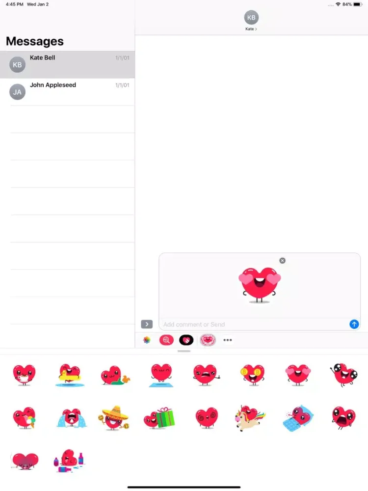 صور Sweety Hearts Stickers Pack iPad 