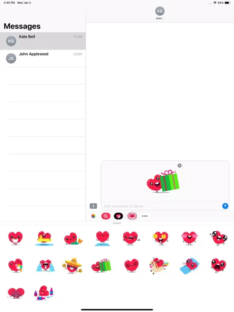 صور Sweety Hearts Stickers Pack iPad 