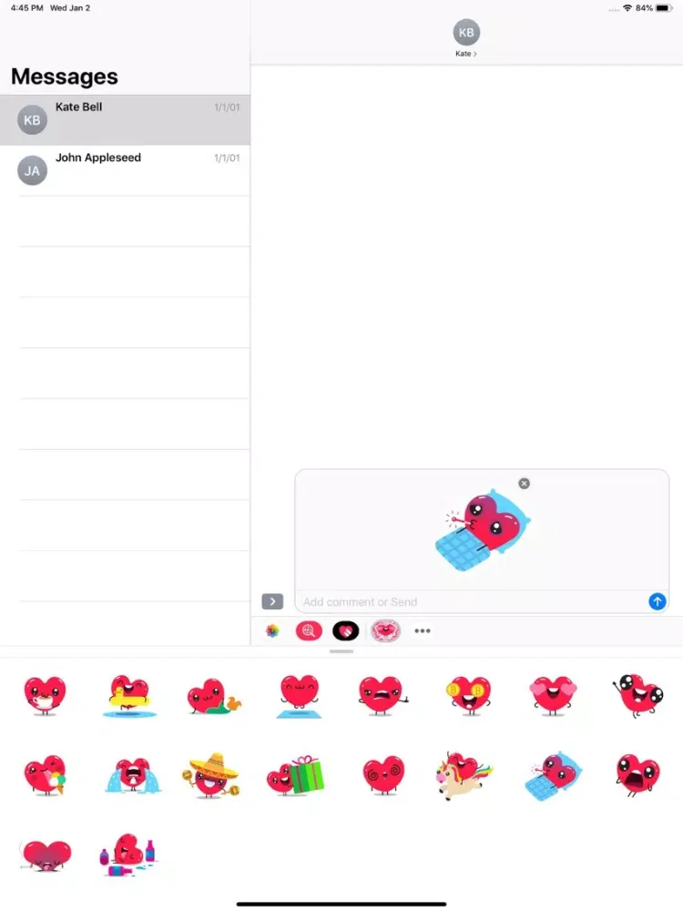صور Sweety Hearts Stickers Pack iPad 
