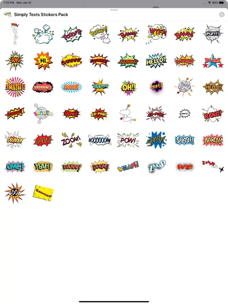 Capturas de tela do Simply Texts Stickers Pack iPad 