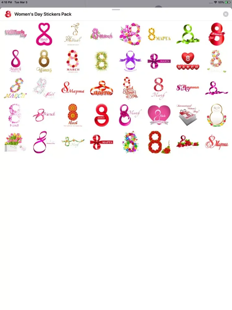 Capturas de tela do Women's Day Stickers Pack iPad 