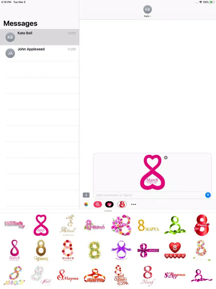 Capturas de tela do Women's Day Stickers Pack iPad 