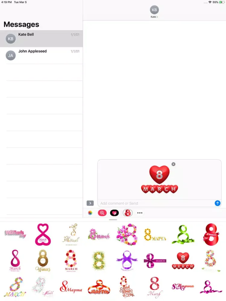 Capturas de tela do Women's Day Stickers Pack iPad 
