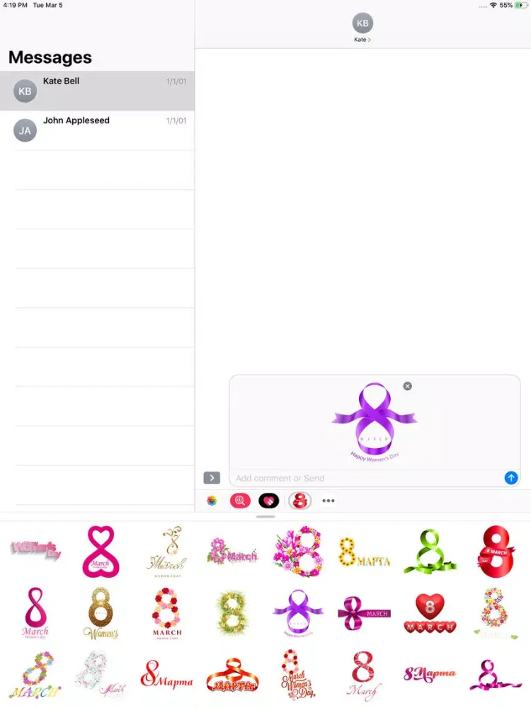 Capturas de tela do Women's Day Stickers Pack iPad 