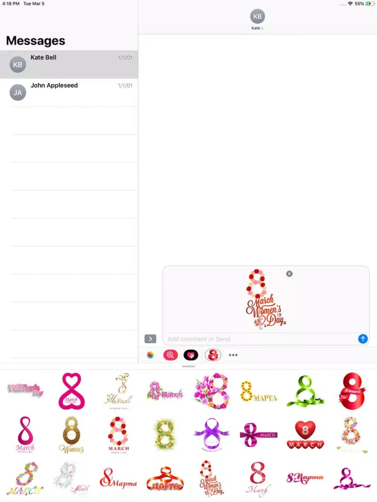 Capturas de tela do Women's Day Stickers Pack iPad 