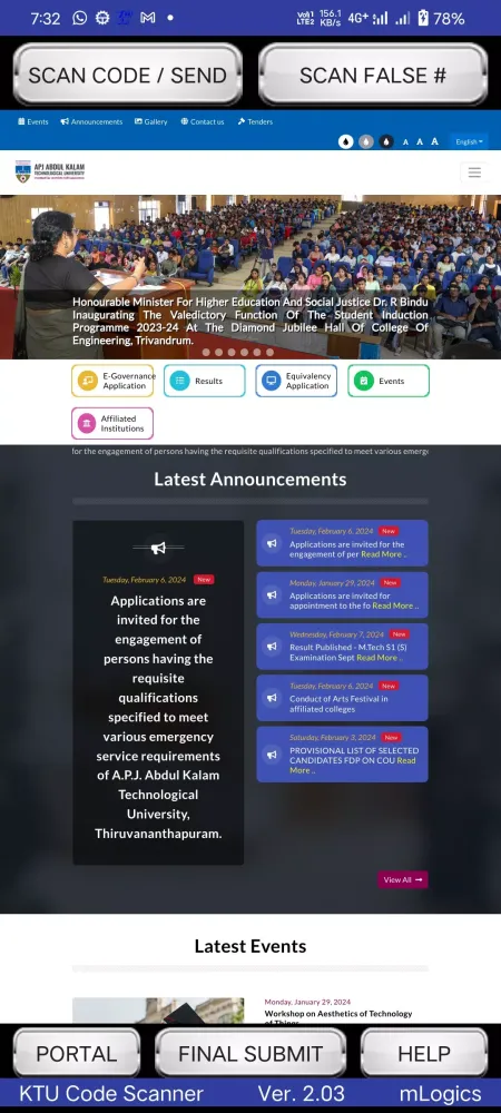 KTU Code Scanner Screenshots