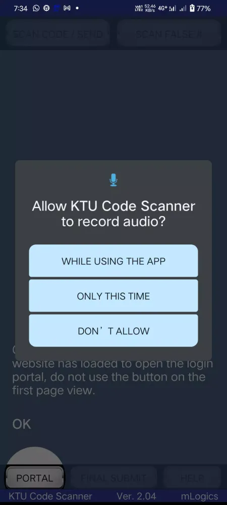 KTU Code Scanner Screenshots