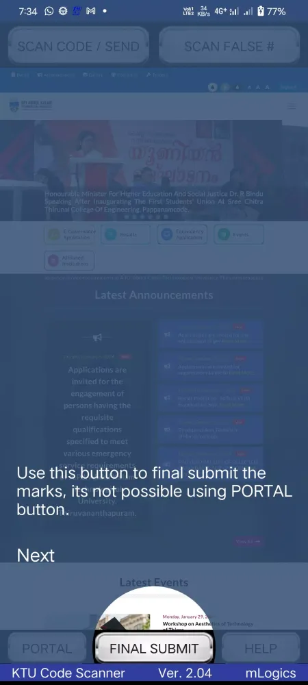 KTU Code Scanner Screenshots