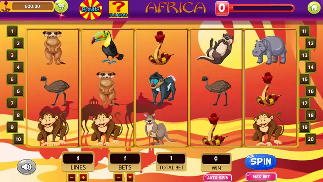 Africa Wild Slot Machine スクリーンショット
