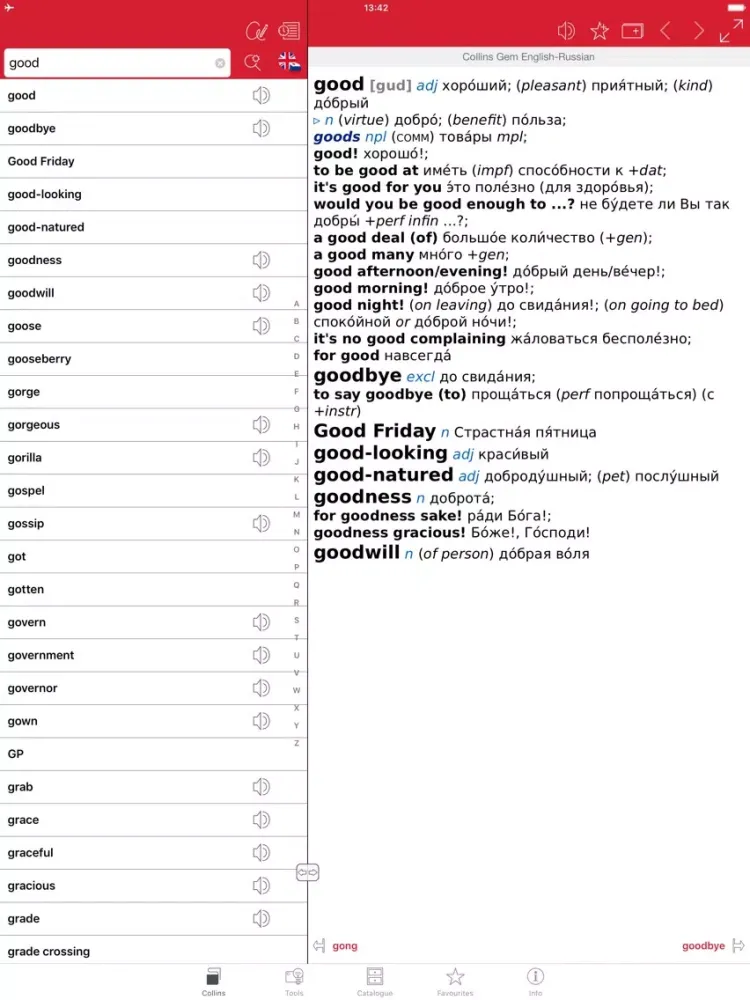 Capturas de tela do Collins Gem Russian Dictionary iPad 