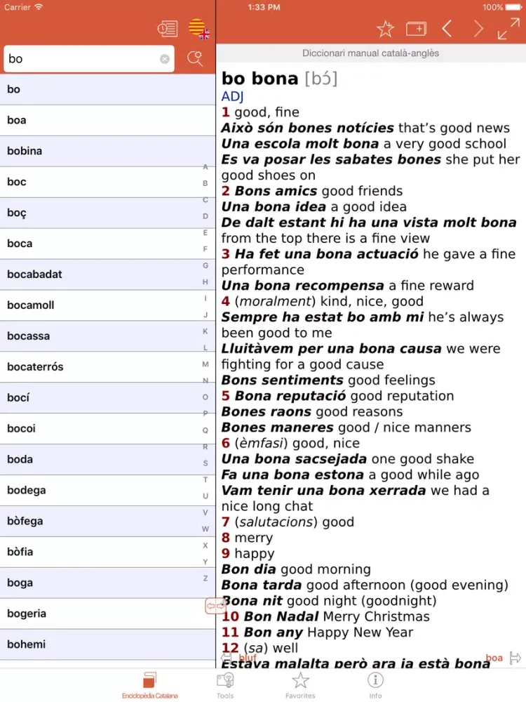Capturas de tela do Compact English-Catalan Catalan-English Dictionary from Enciclopèdia Catalana iPad 
