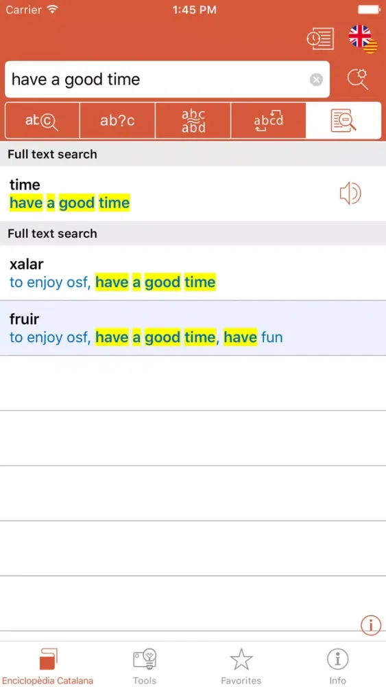 Capturas de tela do Compact English-Catalan Catalan-English Dictionary from Enciclopèdia Catalana