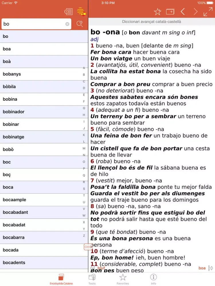 Capturas de tela do Advanced Spanish-Catalan Catalan-Spanish Dictionary from Enciclopèdia Catalana iPad 