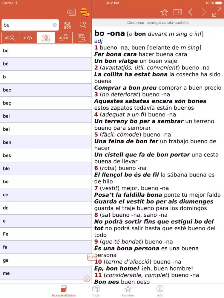Capturas de tela do Advanced Spanish-Catalan Catalan-Spanish Dictionary from Enciclopèdia Catalana iPad 