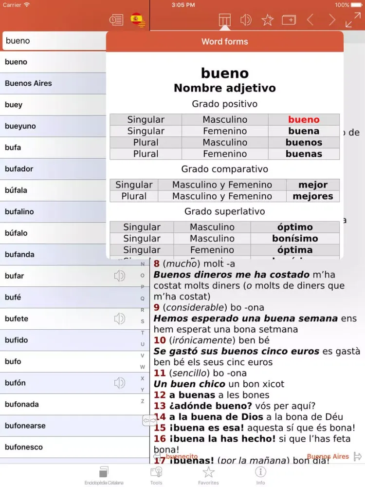 Capturas de tela do Advanced Spanish-Catalan Catalan-Spanish Dictionary from Enciclopèdia Catalana iPad 