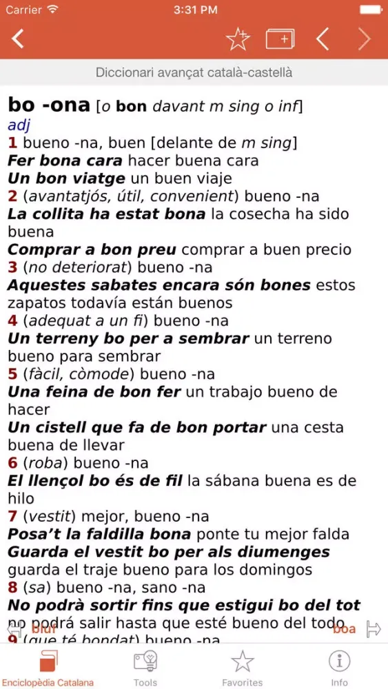 Capturas de tela do Advanced Spanish-Catalan Catalan-Spanish Dictionary from Enciclopèdia Catalana