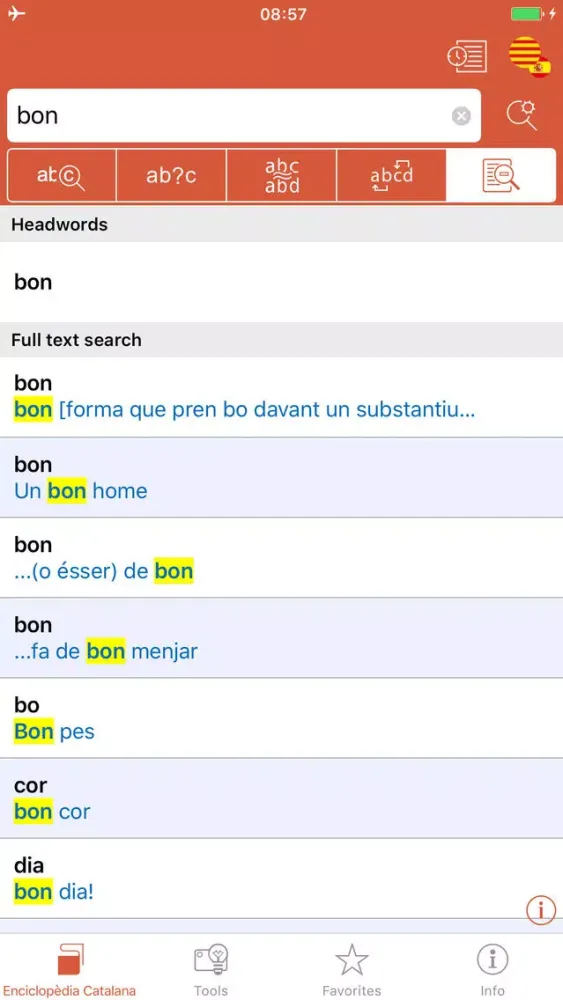 Capturas de tela do Advanced Spanish-Catalan Catalan-Spanish Dictionary from Enciclopèdia Catalana