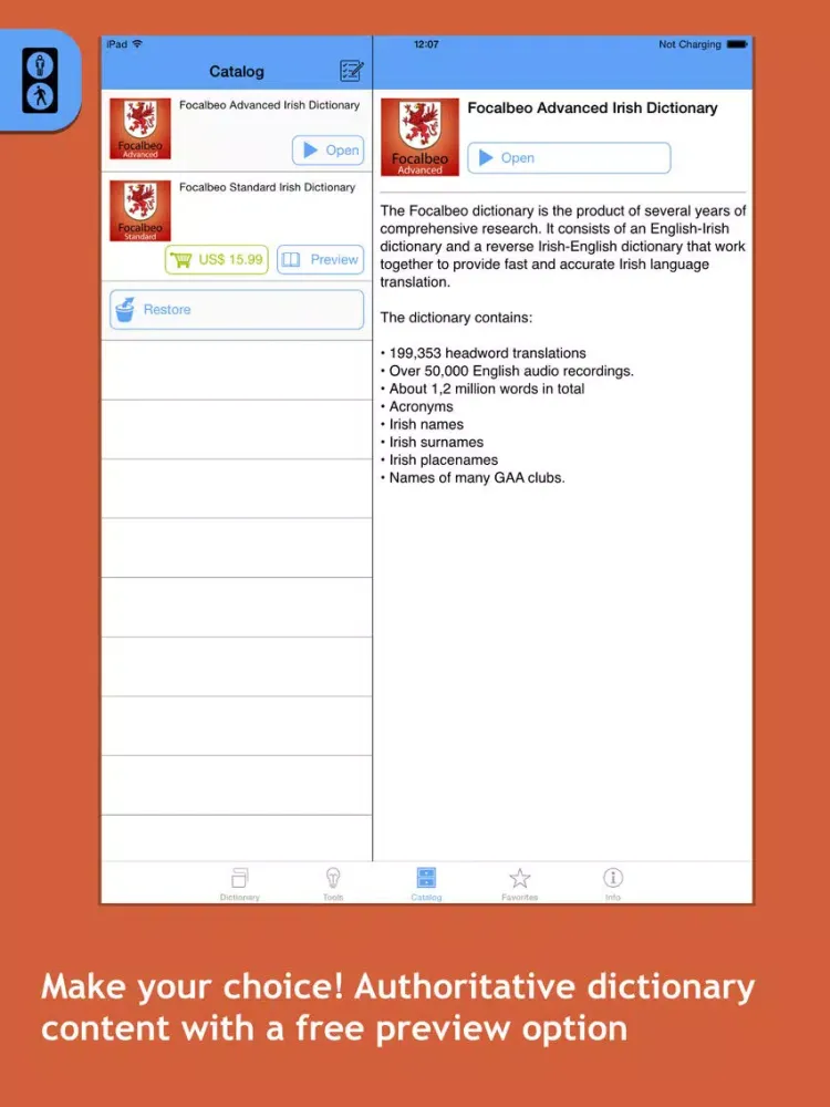 Screenshot di Focalbeo Irish <-> English dictionaries iPad 