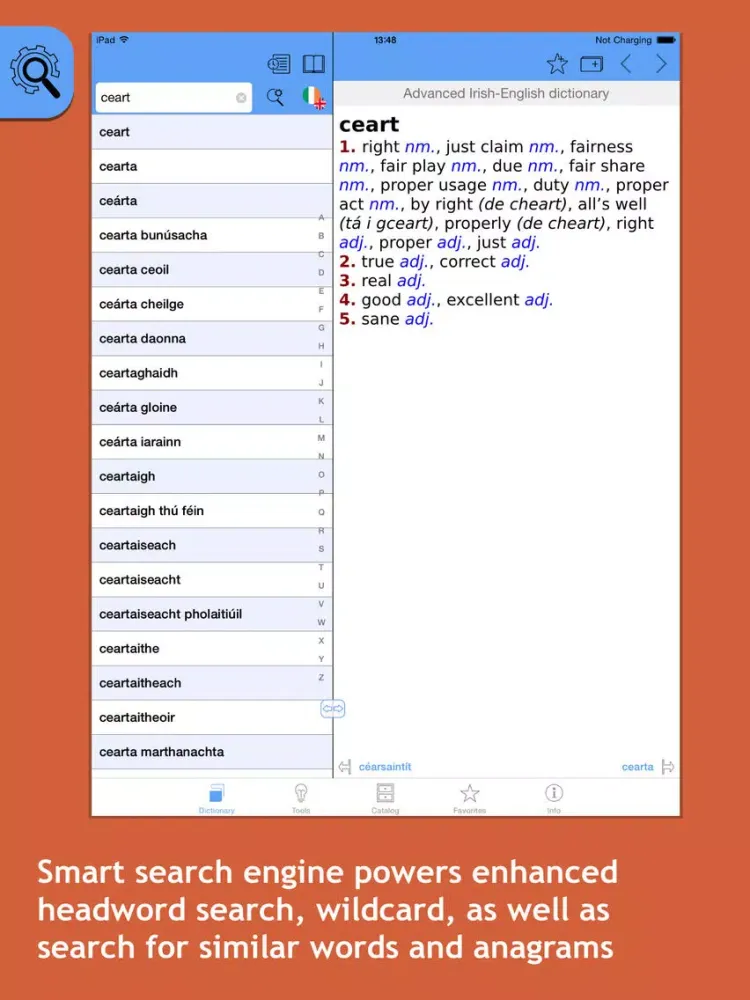 Screenshot di Focalbeo Irish <-> English dictionaries iPad 