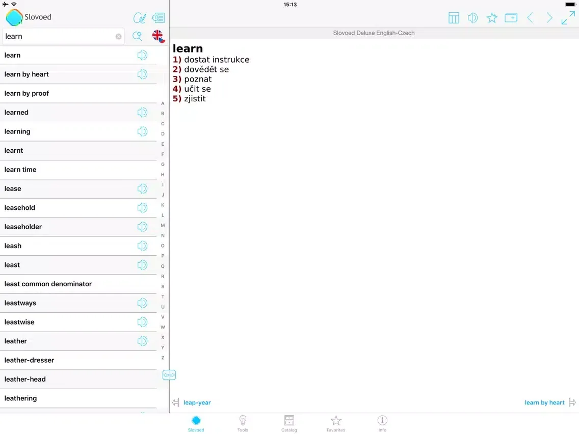 Ảnh chụp màn hình của English <> Czech Dictionary iPad 