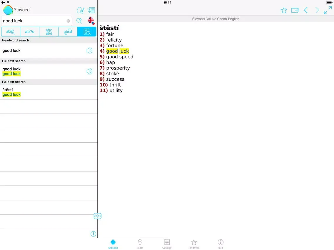 Ảnh chụp màn hình của English <> Czech Dictionary iPad 