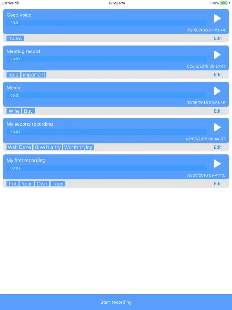 Tag Memo - Voice Memo with tag iPad  Ekran Görüntüleri