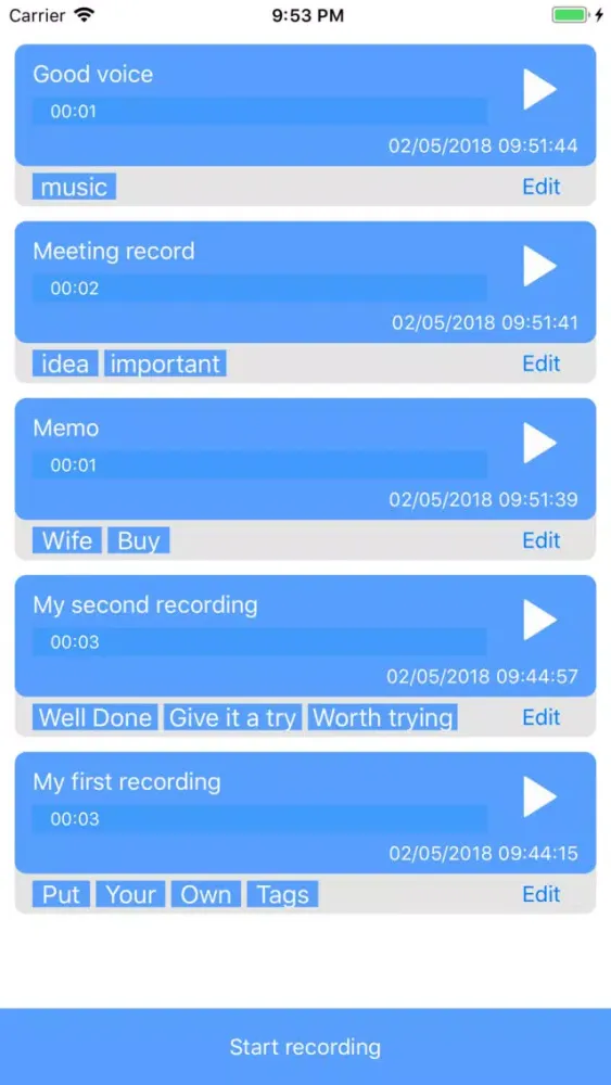 Tag Memo - Voice Memo with tag Ekran Görüntüleri