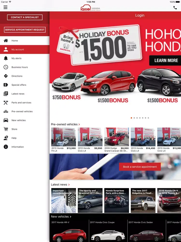 Captures d'écran de Lallier Honda Montréal iPad 