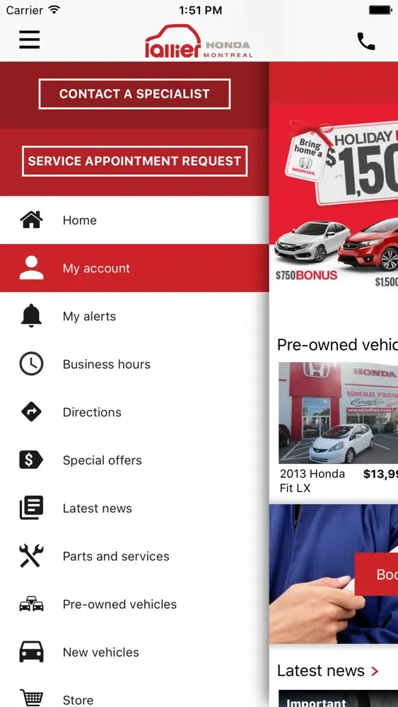 Captures d'écran de Lallier Honda Montréal