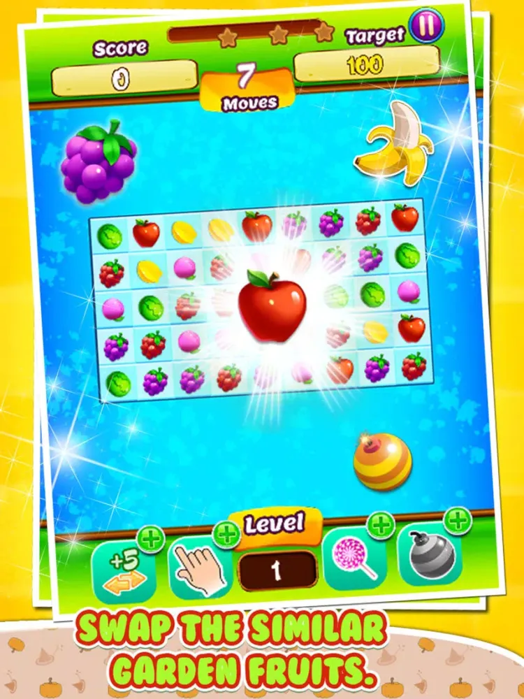 Garden Fruit Mania: Match3 Fruit - Garden Fruit - Pop Clash FREE iPad 应用截图