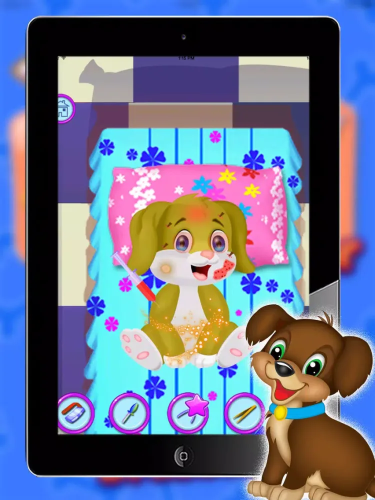 Ảnh chụp màn hình của puppy daycare - Messy Animal - Pet Vet Care and dress up puppy iPad 