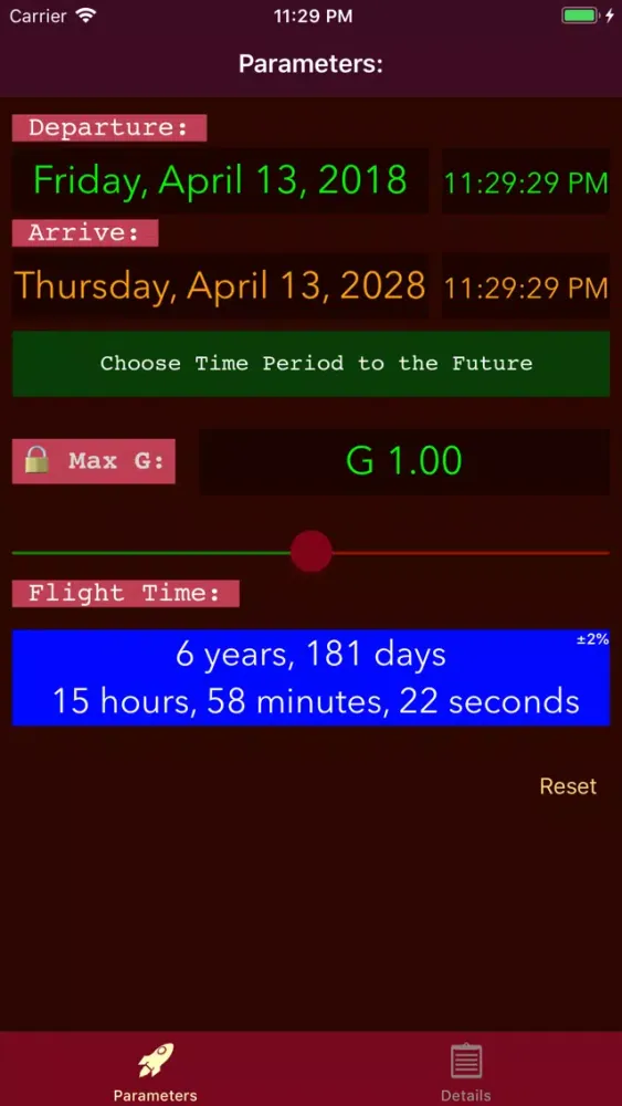 Time Travel Calculator Screenshots
