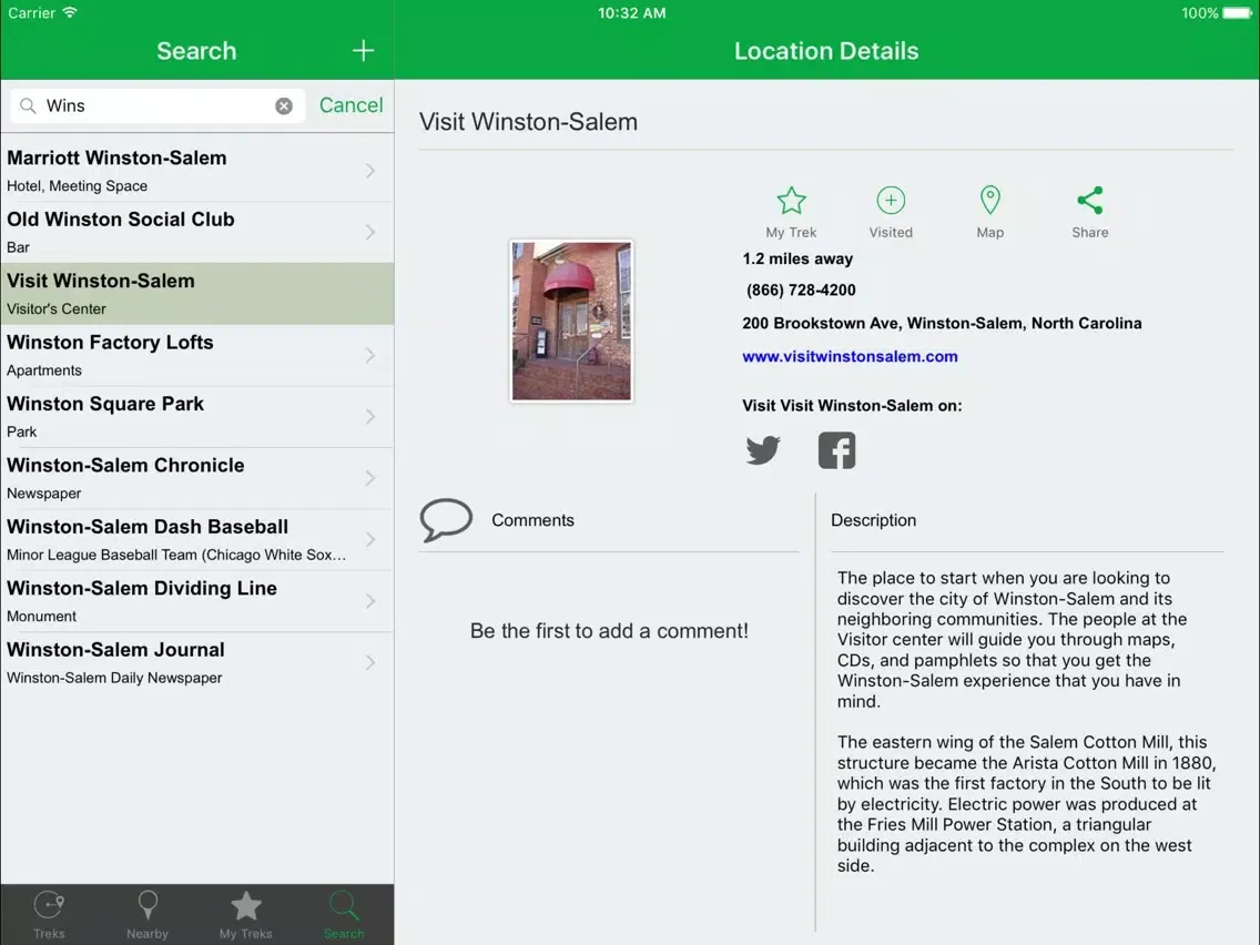 Скриншоты TreksInTheCity: Winston-Salem iPad 