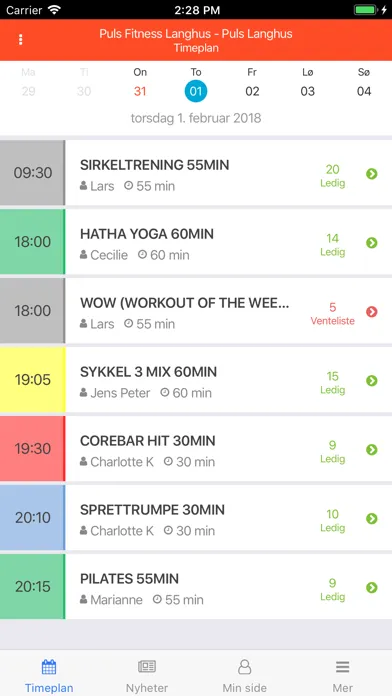 Puls Gruppetimer سکرین شاٹس
