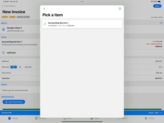 InvoiceDone iPad  Screenshots