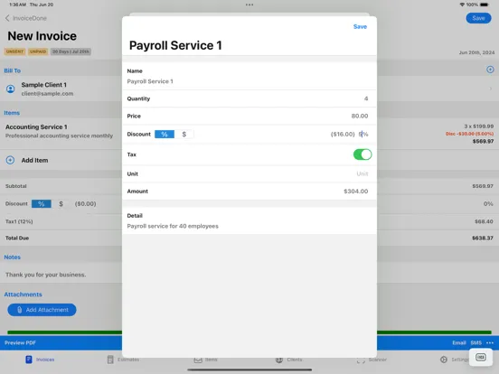 InvoiceDone iPad  Screenshots