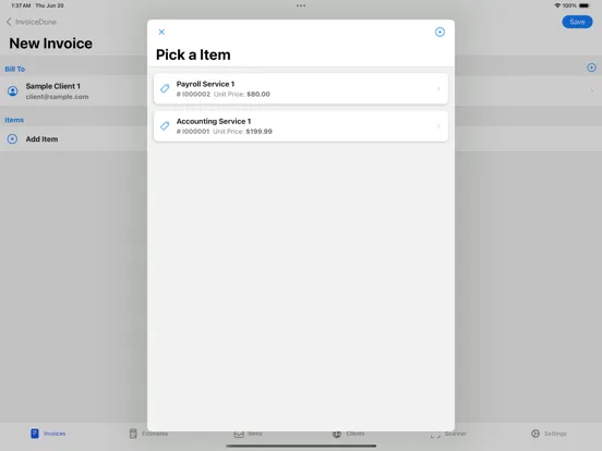 InvoiceDone iPad  Screenshots