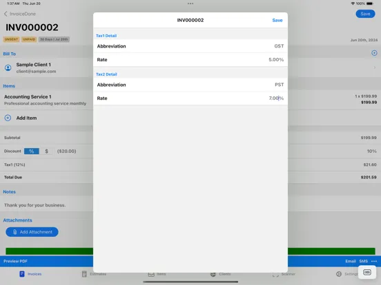 InvoiceDone iPad  Screenshots