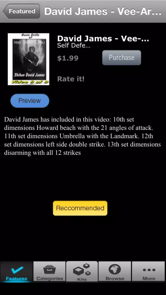 Tangkapan layar Black and Blue Martial Arts Video Library