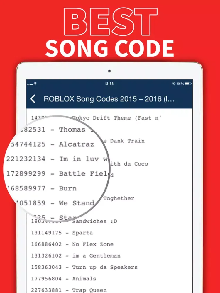 Tangkapan skrin Music Code for Roblox iPad 